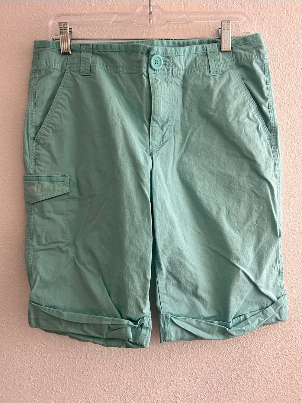 DKNY Mint Green Cotton Cargo Shorts
